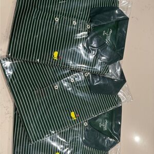 Green and white stripped Masters tech Polo-Men’s size medium